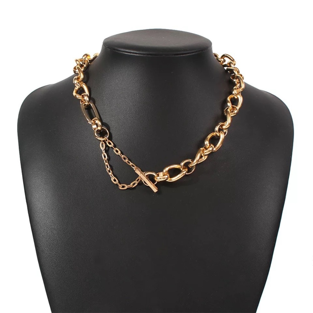 Gold Paperclip Toggle Chain Necklace Chunky Statement Nickel Free NWT